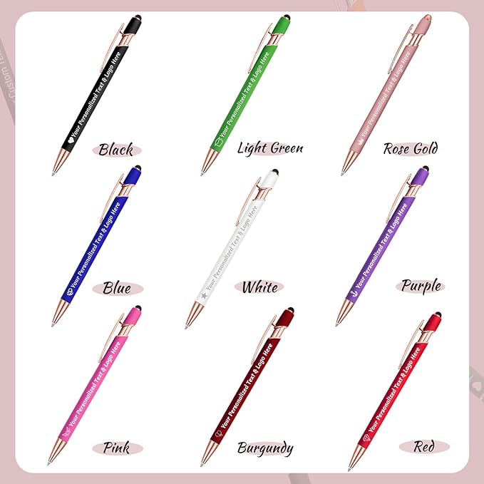 STREADVE Personalized Custom Pens 30 Engraved Writing Pen with Name Logo, Customized Promotional Items Stylus Pen Gifts for Men Women Realtor Business Reunion Wedding