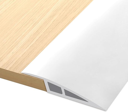 Vinyl Door Threshold Flooring Transition Strip Self Adhesive Carpet Edging Strip for Laminate Doorway Edge Threshold from 3/5" to 4/5" (White, 3.3 Ft)