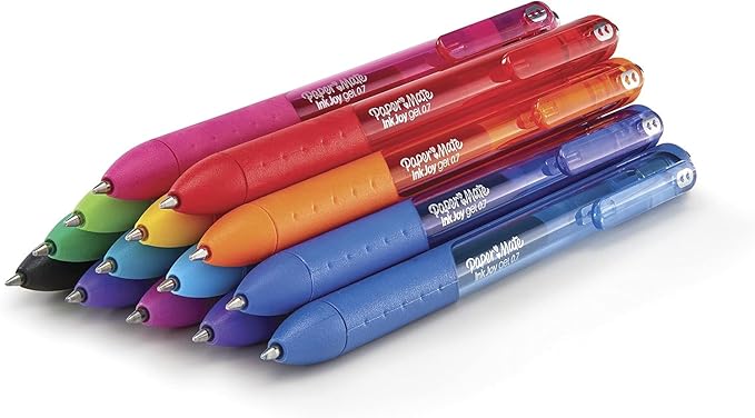 Paper Mate InkJoy Gel Pens, Black Ink, Medium Point (0.7mm), 3 Count, Bundle with Plastic Reusable Pouch