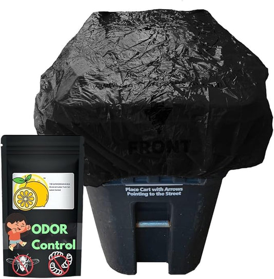 Trash Can Cover Odor Control with Elastic Band Lemon Scented Chemical Free 64 Gallon 2 Pack