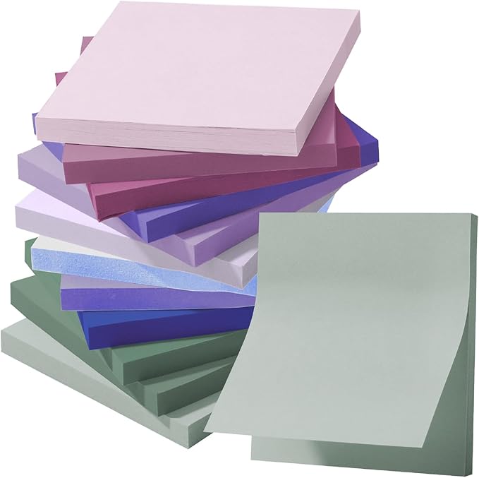 Mr. Pen- Colorful Sticky Notes, 3”x3”, 12 Pads, Mute Colors Sticky Notes Bulk, Sticky Note, Self-Stick Note Pads, Back to School Supplies