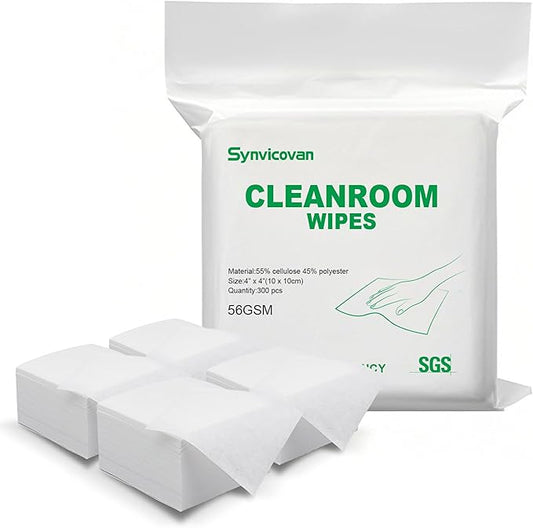 Cleanroom Wipes 4"x4" (1200 Pcs, Cellulose/Polyester Blend, Grade B, 56GSM) Lint Free Wipes for Laboratory, Electronics, Pharmaceutical,Printing,Automotives and Semiconductor Industries
