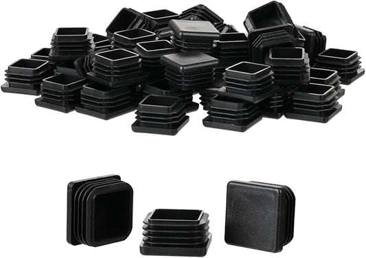Furnigear Plastic Plugs Tubing End Cap Chair End Caps Outside Bottom Tubing Caps Square Furniture Sliders Glides Black (40, Fit 0.85-0.94" Square Tube Inner Size)