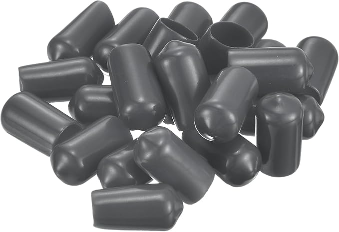 uxcell 20pcs Rubber End Caps 3.5mm ID Vinyl Round Tube Bolt Cap Cover Thread Protectors Dark Grey