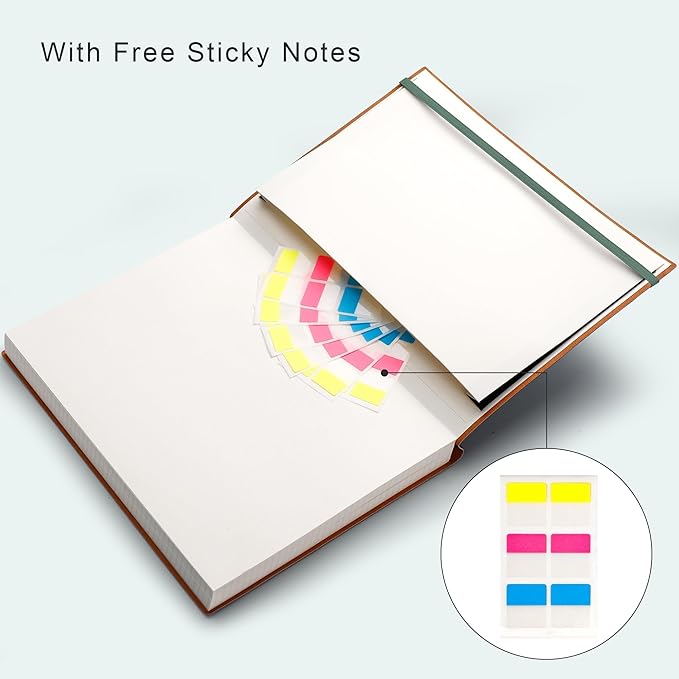 EMSHOI B5 College Ruled Notebook Journal - 400 Pages (200sheets), 7mm Spacing & Vegan Leather Cover for Work, School, Bible Study, Bullet Journaling - with Sticky Notes, Pocket & Pen Holder- Green