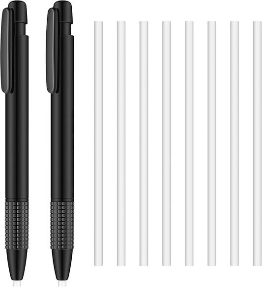 Eersida Retractable Eraser and Refill Mechanical 3.8 mm Pen Style Art Erasers for Artists Drawing Painting, Students Teacher Adult Office School Home(2 Packs)