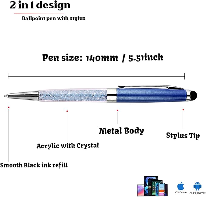 Custom Pens Bulk,Personalized Pens with Free Engraving,Customized Stylus Ballpoint Pens with Your Name,Text,Message for Business,Graduation,Anniversaries-Colorful Pens 12/Pack