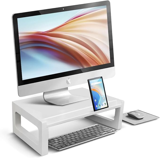 Monitor Stand Riser – 16-Inch Computer Monitor Stand with Multifunctional Slot, Multi-Purpose Desktop Storage for Laptop, Printer, TV