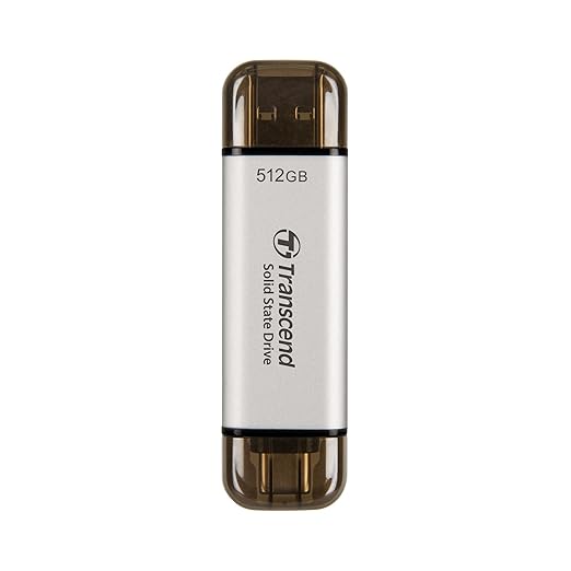 Transcend 512GB USB C External SSD, Up to 1,050MB/s, USB 3.2 Gen 2 Flash Drive, 2-in-1 Memory Stick Type C &Type A, Thumb Drive Photo Stick for Windows, Mac, iPhone, iPad, Android, Tablet&PC, Smart TV