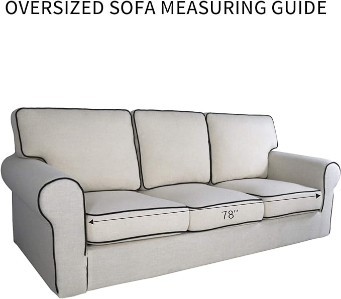 PureFit Reversible Quilted Sofa Cover, Water Resistant Slipcover Furniture Protector, Washable Couch Cover with Non Slip and Elastic Straps for Kids, Dogs, Pets (Oversized Sofa, Black/Beige)