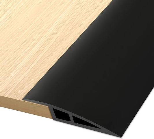 Vinyl Door Threshold Flooring Transition Strip Self Adhesive Carpet Edging Strip for Laminate Doorway Edge Threshold from 3/5" to 4/5" (Black, 6.6 Ft)