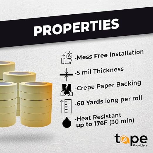 WOD MT5 Utility Grade Masking Tape, 2 inch x 60 yds. for Home or Office air-Dry Painting, Labeling, & Packing. Leaves no Residue