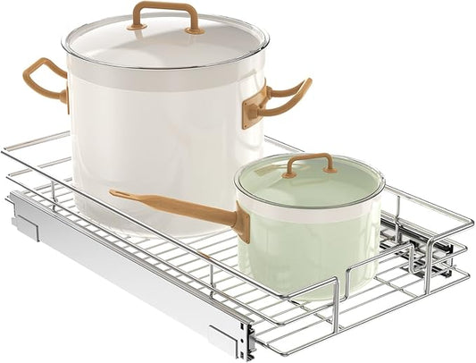 LOVMOR Pull Out Cabinet Organizer 12½" W x 21½" D, Kitchen Cabinet Pull Out Shelves Slide Out Storage