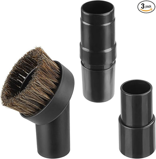 3 Pcs 25mm Soft Horsehair Vacuum Brush Attachment with Vacuum Hose Adapter for Shark Vacuum Attachments, Vacuum Attachment for Shop Vac Vacuum and Most Household Vacuum Cleaner