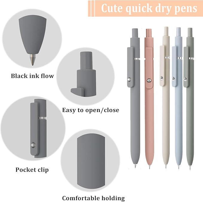 5pcs Gel Pens Morandi (0.5mm Tip) and 5pcs Gel Pens Pastel (0.7mm Tip)
