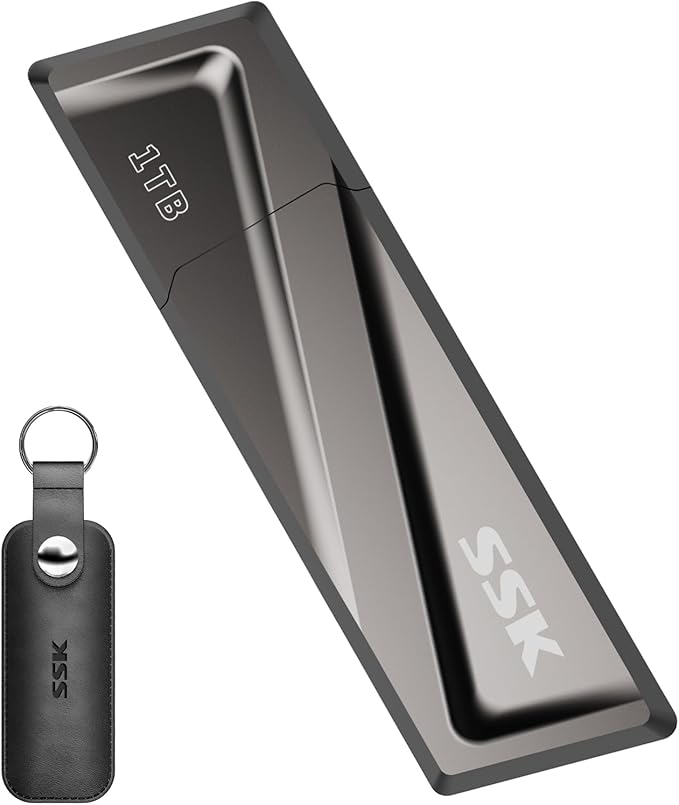 SSK 1TB USB Flash Drive 550MB/s USB3.2 Gen2 SSD Thumb Drive Fast Transfer Speed Externel Solid State Drive with USB C Adapter USB-C Memory Stick for Type-C Smartphone,MacBook/Pro/Air Laptop and More