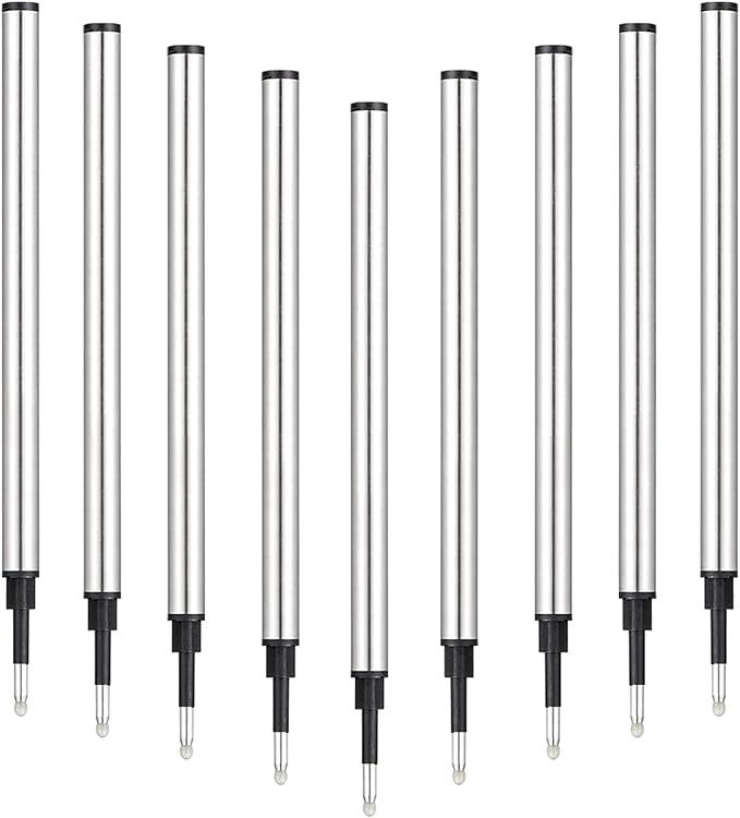 DunBong Rollerball Pen Refills, Roller Ball Fine Point 0.5mm, Red Ink Refill Pack of 5 - Replaceable Ballpoint Pen Refills Medium Point (Navy Blue)