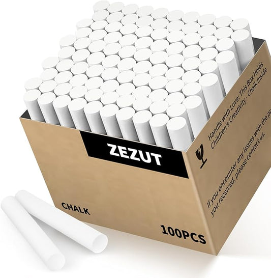 White Chalk 100PCS, Low Dust Chalks Stick Bulk for Chalkboard Blackboard Non-Toxic