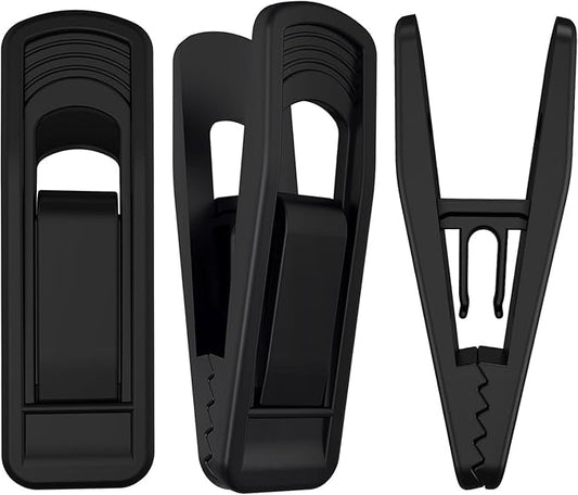 Hanger Clips Perfect for Velvet Hangers (Black, 80 PCS), Strong Plastic Clips Pant Skirt Hanger Clips for Black Flocking Felt Hangers