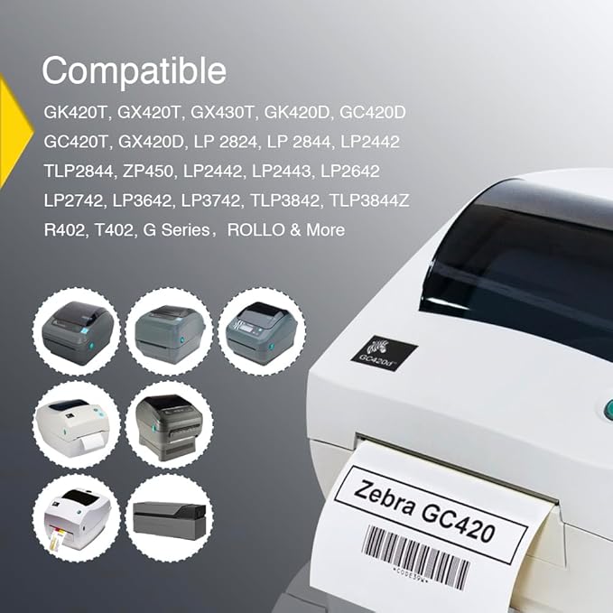 BETCKEY - 4" x 1" (102 mm x 25 mm) Multipurpose Labels Compatible with Zebra & Rollo Label Printer,Premium Adhesive & Perforated [16 Rolls, 22000 Labels]