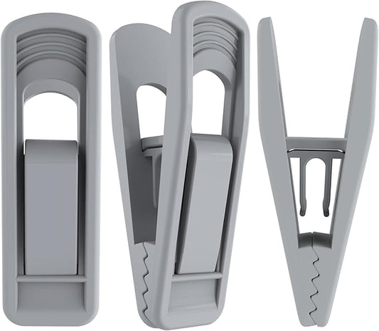 Hanger Clips for Velvet Hangers (Grey, 40 PCS), Non-Slip Plastic Clips Skirt Hanger Clips for Gray Flocking Hangers