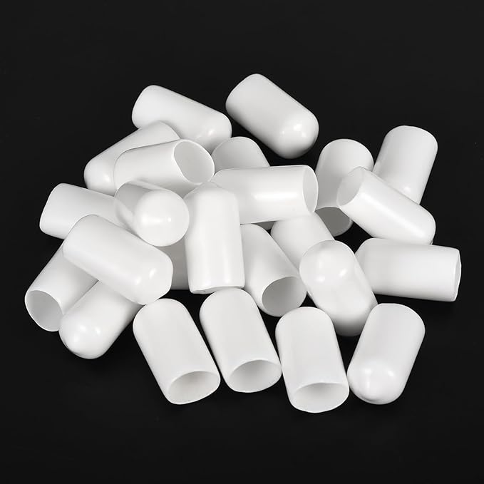 uxcell 20pcs Rubber End Caps 10mm ID Vinyl Round End Cap Cover Screw Thread Protectors White