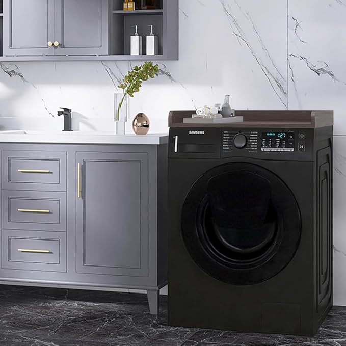 Washer Dryer Countertop Only,Edge Rails-27.5" Depth*27.5" Width Laundry Room Organization,High-Adhesion Non-Slip Protective Layer,with Edge Rails (Brown)