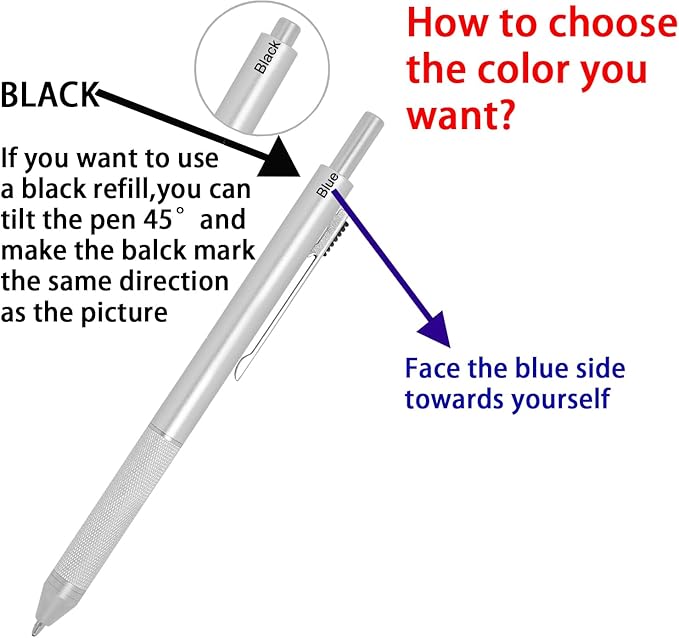 4-in-1 Four-Color Multifunctional Pen, Black/Red/Blue Ballpoint Pen and 0.7mm Mechanical Pencil, Metal Case Pen, Great Gift for Friends, Loved Ones (Black)