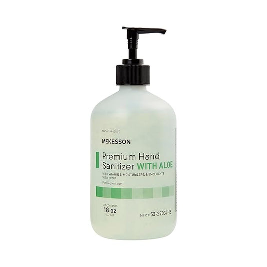 McKesson Hand Sanitizer with Aloe, 18 oz Pump Bottle [Pack of 5] - 70% Ethyl Alcohol, Spring Water Scent, No-Rinse Sanitizing Gel with Vitamin E and Moisturizers, Medical-Grade
