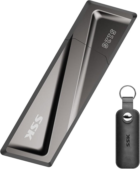 SSK 512GB USB Flash Drive 550MB/s USB 3.2 Gen2 USB Thumb Drive Fast Transfer Speed Externel Solid State Drive +USB C Adapter USB C Memory Stick for Type C Smartphone,MacBook/Pro/Air Laptop and More