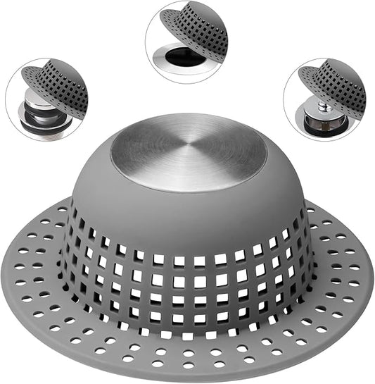 Shower Drain Hair Catcher, Bathtub Drain Cover Foldable Silicone Shower & Tub Protector for Pop-Up & Regular Drains