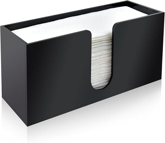 1Pack Paper Towel Holder Countertop, Black Acrylic Napkin Dispenser, Multifold Paper Towel Dispenser for Z-fold C-fold MultiFold Trifold-Bathroom Toilet Kitchen Restaurant