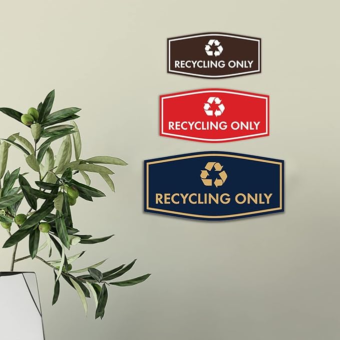 Fancy Recycling Only Sign (Brushed Silver) - Large