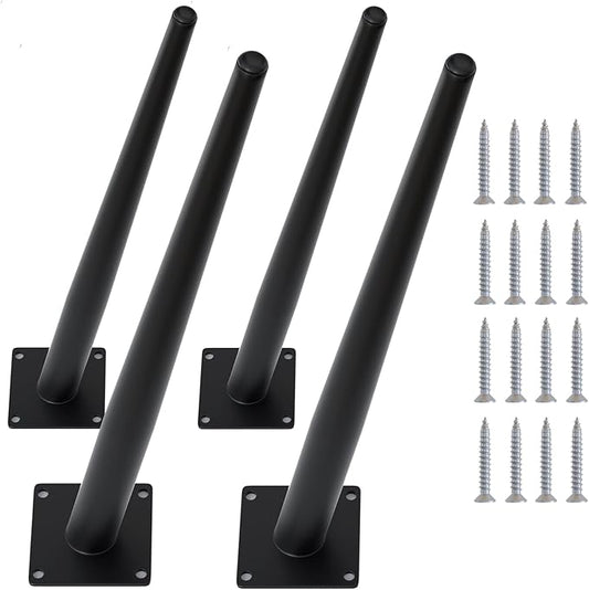 4PCS 16 Inch Matte Black Tapered Angled Legs for Furniture, Metal Mid Century Mordern Feet, Heavy Duty Slanted Stand Legs Kit for Couch, Coffee Table, Desk, Dresser, Sofa, Chair