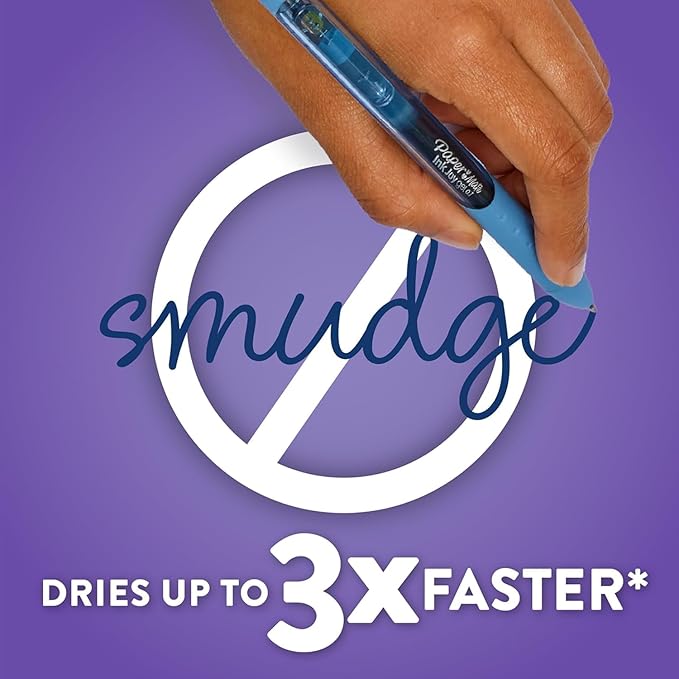 Paper Mate InkJoy Gel Pens, Black Ink, Medium Point (0.7mm), 6 Count, Bundle with Plastic Reusable Pouch
