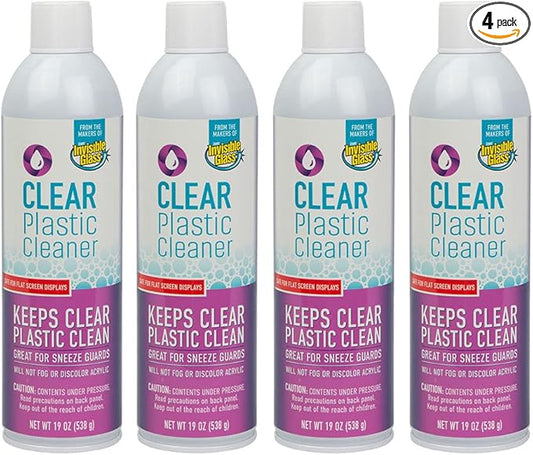 Invisible Glass 91014-4PK Clear Plastic Cleaner - Cleans and Protects Plastic on Electronics, Appliances, Eyewear, Cars, Trucks, RVs, Boats & More - Helps Prevent Fog and Static - 19 oz (Pack of 4)