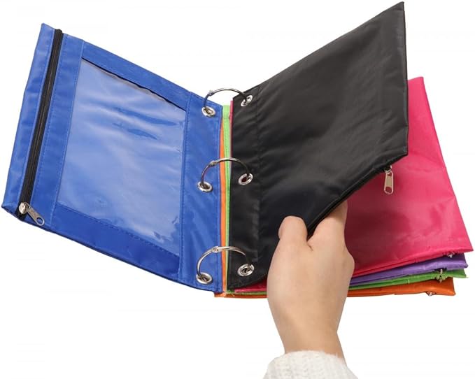 24 Packs 3 Ring Binder Pen Pencil Case Pouch Bulk Set Stationery Bag for School Class Office Black