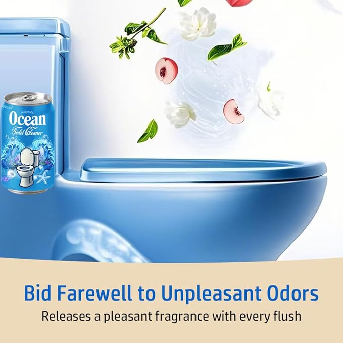 Beverage can Toilet Bowl Cleaner,Septic Toilet Bowl Tablets in Bottles, Automatic Long-Lasting Toilet Cleaner Bottle,Powerfully Cleans and Prevent Stain Build Up (Ocean, Jasmine, and Peach Scent)