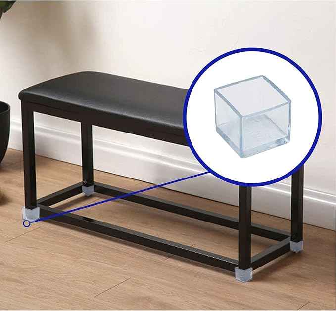 10 Pcs Transparent Square Anti-Slip Rubber Leg Tips Chair Leg Caps Furniture Floor Protectors Chair Table Bar Stool Leg Covers Furniture Leg Cube Feet 2.36 Inch x 2.36 Inch (60 x 60mm)