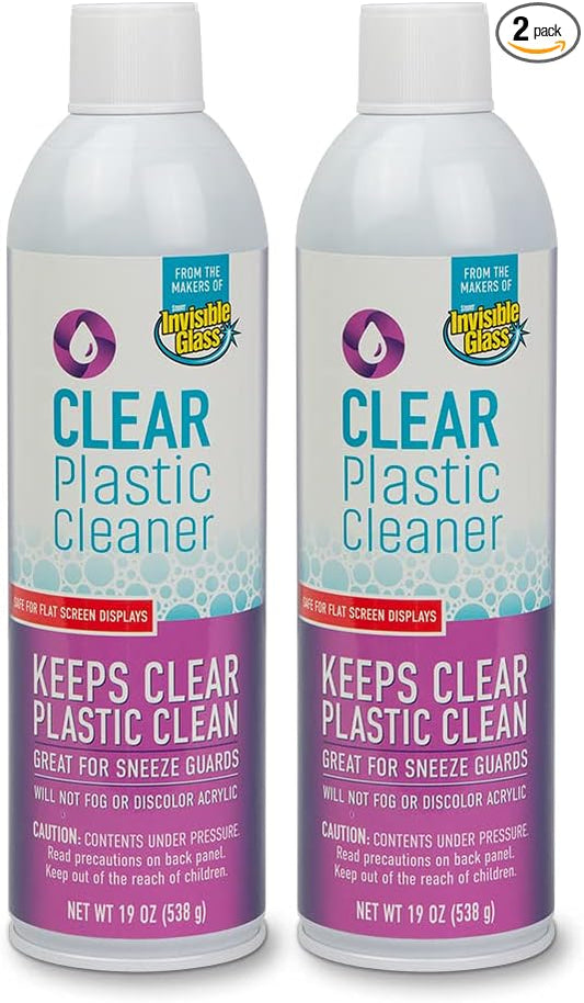 Invisible Glass 91014-2PK 19-Ounce Screen and Plastic Cleaner Protectant and Polish Anti-Fog and Anti-Static for Plastic Surfaces Touchscreens, Plastic Shields and Guards, Electronics, Pack of 2 , white
