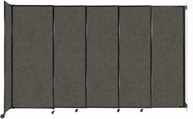 Wall-Mounted Sliding StraightWall Room Divider | Adjustable Widths | Locking Wheels | Room Separator | Up to 11'3" Wide x 6'10" Tall Mocha Fabric Panels