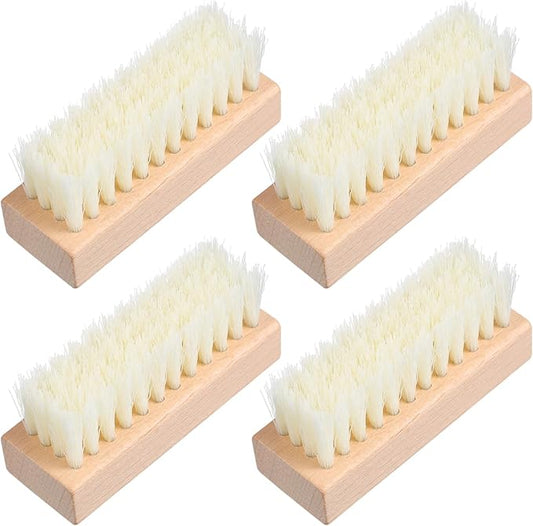 GLEAVI Scrub Cleaning Brush - 4 Pcs Soft Bristles Heavy Duty Scrub Brush with Wooden Handle Household Scrub Brush for Cleaning Upholstery, Car Interior Cleaning, Furniture, Couch, Sofa