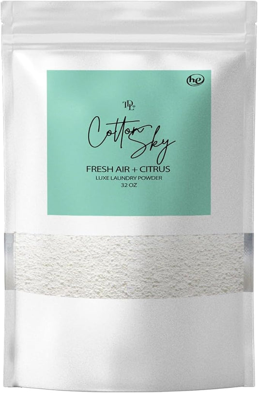 Home 'COTTON SKY',Concentrated, Natural Laundry Detergent Powder - Fresh Air, Apple, & Kiwi| High Efficiency/Standard Machine Washing |Nontoxic | Stain/Odor Removal (32 oz / 64 Loads)