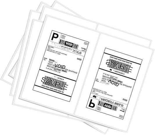 BESTEASY 200 Round Corner Half Sheet Self Adhesive Shipping Labels for Laser and Ink Jet Printers, White Blank (100 Sheets, 200 Labels)