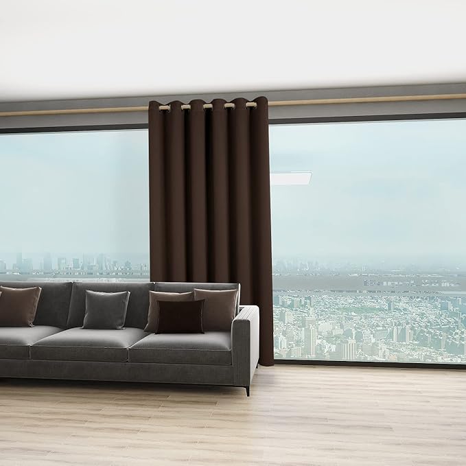 BONZER Room Divider Curtain Screen Partitions Total Privacy Wall Grommet Wide Blackout Curtains for Living Room, 84L x 70W Inch (7L x 5.8W ft), 1 Panel, Chocolate