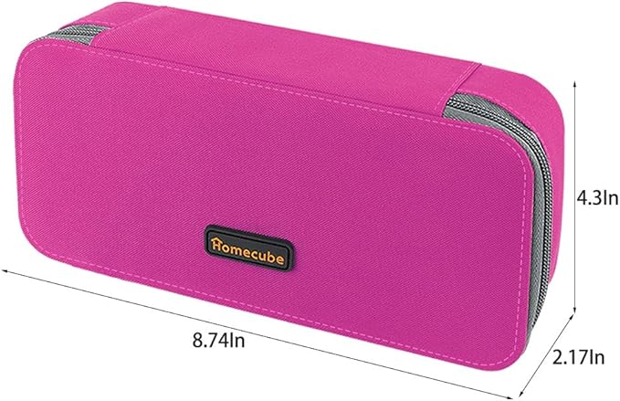 Homecube Large Capacity Pencil Case Oxford Cloth Bag Storage Pouch Marker Pen Pencil Cute Stationery Organizer Bag Holder with Zipper for Middle High School & Office Boy Girl Teen - Rose Red