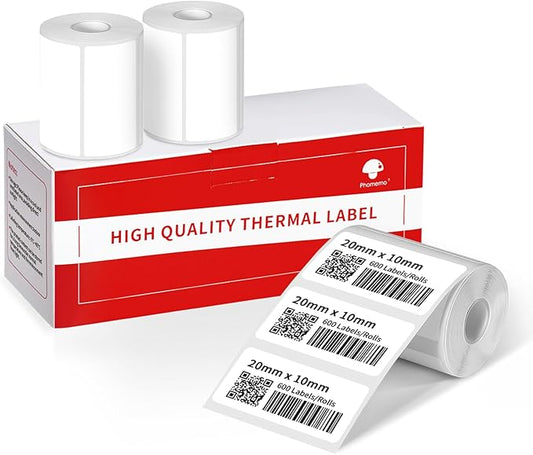 3 Rolls (1800Pcs) Thermal Labels, Phomemo 0.78'' x 0.39'' Stickers Compatible with Phomemo M220 M110 M108 M250 M260 M221 M120 M200 M150 Label Maker, Black on White