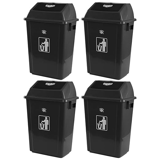 4-Pack 13 Gallon Plastic Swing Top Kitchen Trash Can, Garbage Bin with Lid