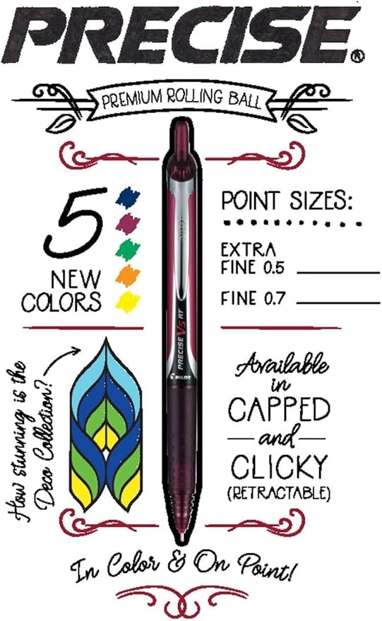 Precise V7 RT Retractable Rolling Ball Pens, Fine Point (.7mm), Purple Ink, 3-pk; Premium Comfort Grip, Bundle with Plastic Reusable Pouch