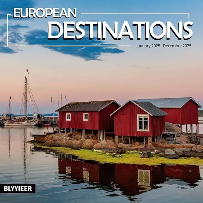 2025 Wall Calendar, European Destinations Wall Calendars,2025 Monthly Calendars,Take a Tour of Europe, Thick Glossy Paper, Organizing & Planning